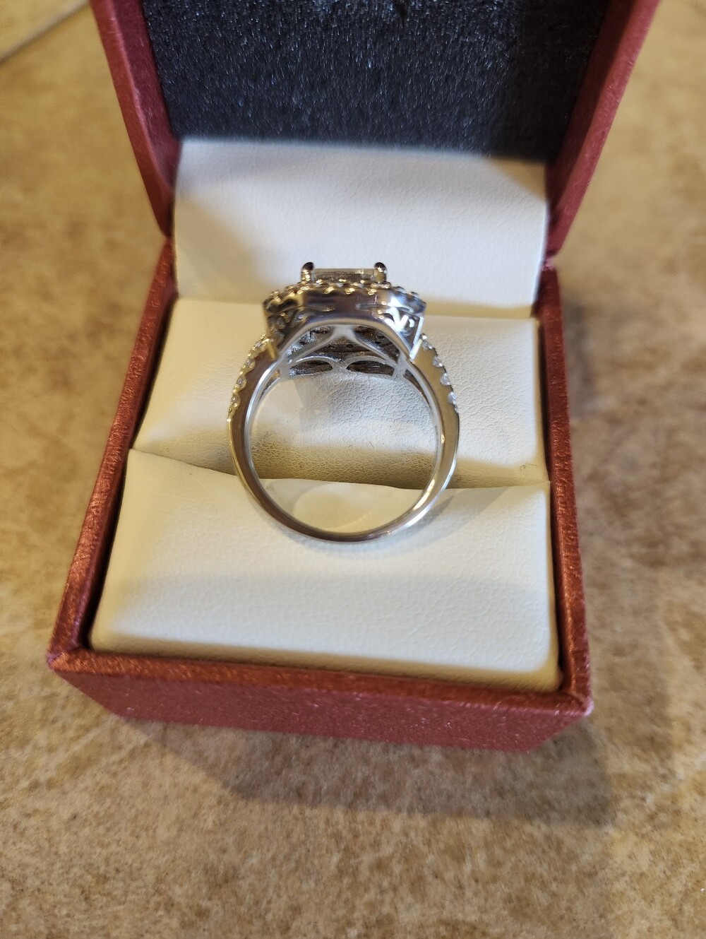 Berricle Emerald Cut Double Halo CZ Ring Sz 7/17.3mm 925 Sterling - Picture 4 of 11